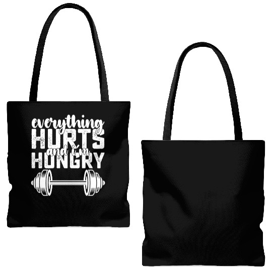 Everything Hurts And I'm Hungry Gym Tote Bags (AOP)
