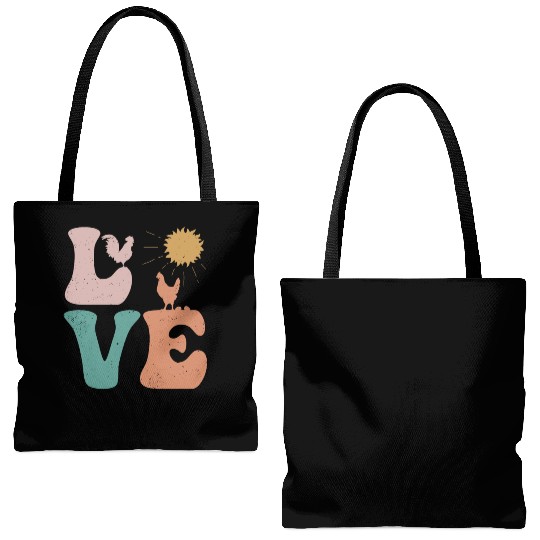 Chicken Farm Animal Farmer LOVE Tote Bags (AOP)