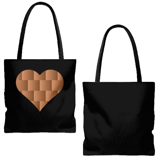 Brown Cute Heart Icon Tote Bags (AOP)