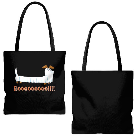 Halloween Dachshund Ghost Design Tote Bags (AOP)