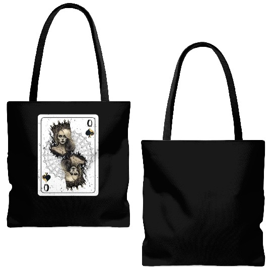 Queen of Spades Gothic Card Game Halloween Creepy Tote Bags (AOP)