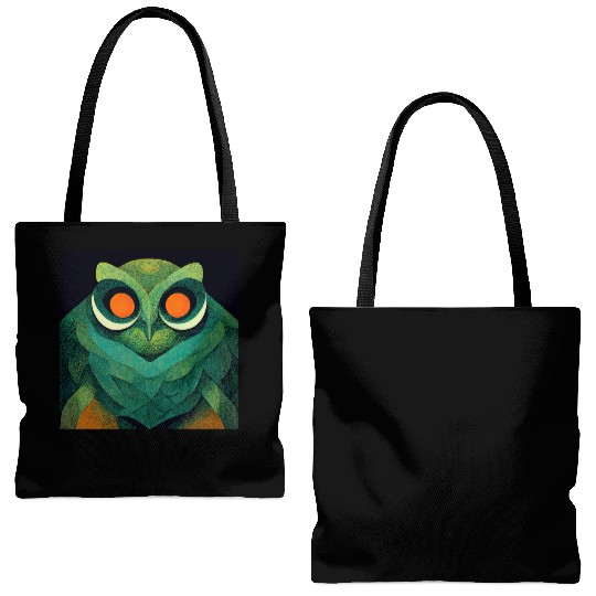 Mod Owl: Feathery Orange-Eyed Owl Tote Bags (AOP)