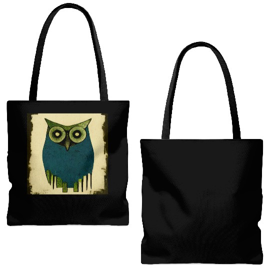 Mod Owl: Woodcut Owl Tote Bags (AOP)