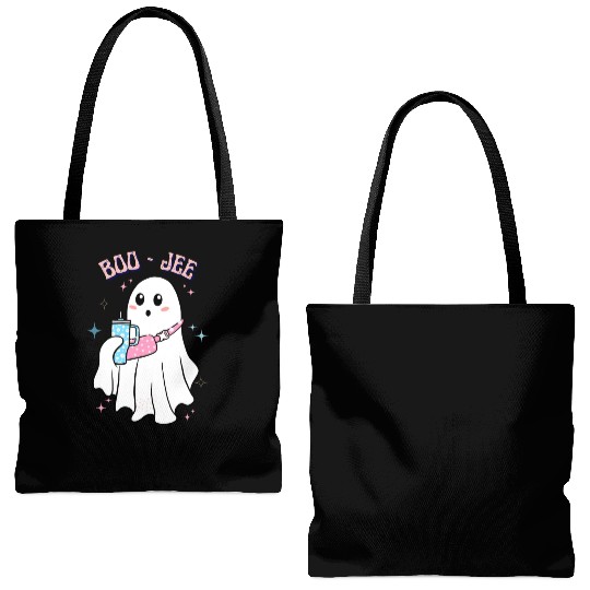 BOO-JEE Spooky Cute Ghost Halloween Costume Design Tote Bags (AOP)