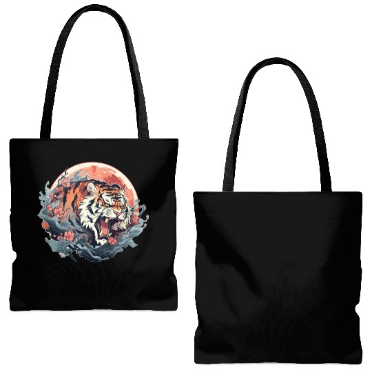 Tokyo Asia 80s Japanese Retro Tiger Tote Bags (AOP)