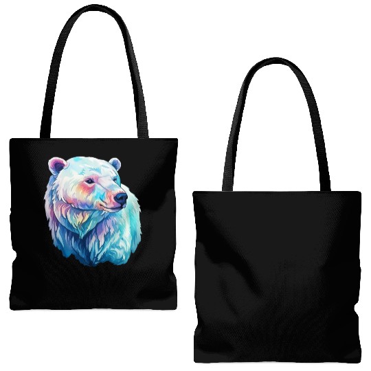 Polar Bear Roar in Winter Wonderland Watercolor Tote Bags (AOP)