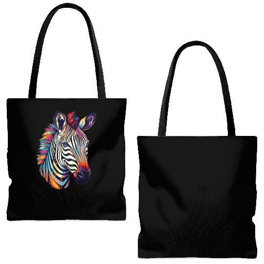 Psychedelic Zebra-Inspired Watercolor Safari Tote Bags (AOP)