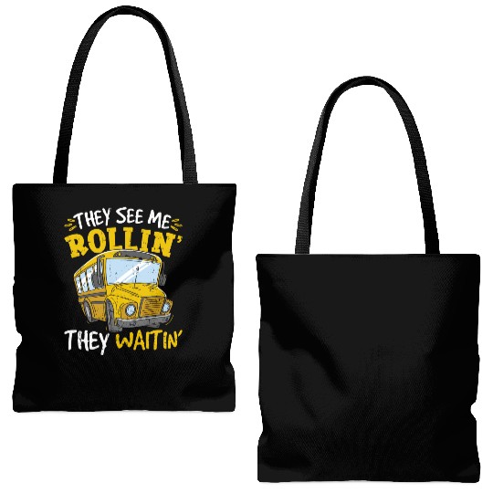 Funny School Bus Driver Tote Bags (AOP)