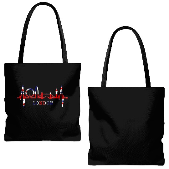 London Skyline Heartbeat England Fan Lover UK Gift Tote Bags (AOP)