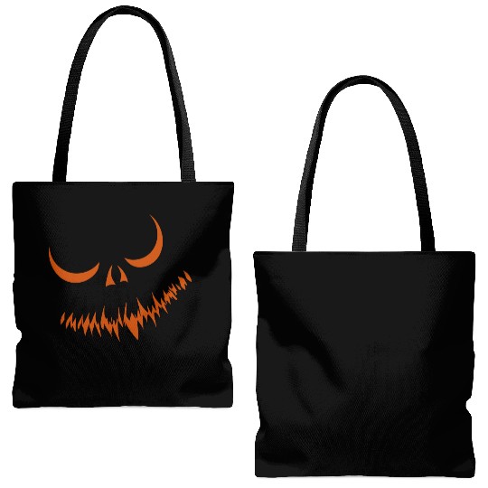 Creepy Jack o Lantern Carved Halloween Pumpkin Tote Bags (AOP)