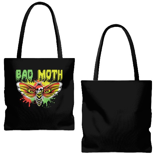 Bad moth | fancy skull colored moth art Tote Bags (AOP)