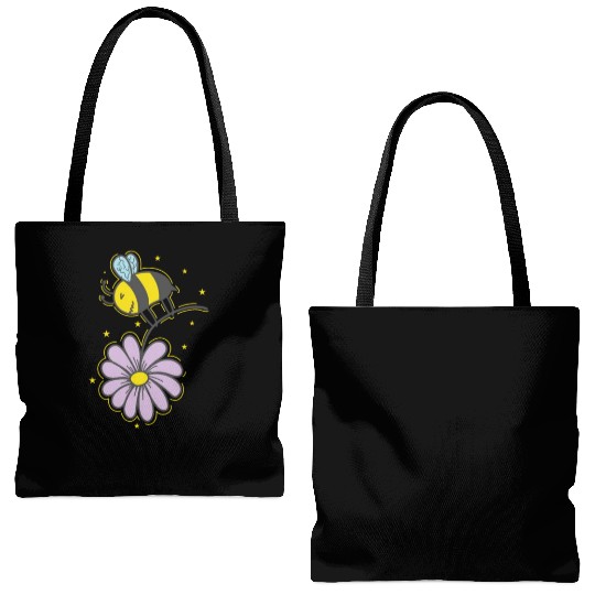 Bee with Flower Animals Nature Honey Tote Bags (AOP)