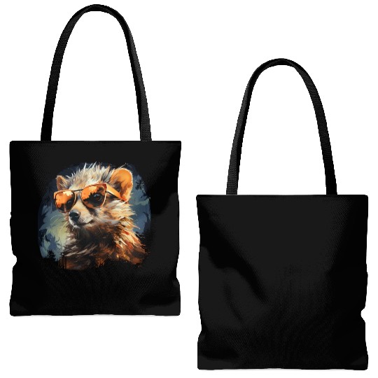Cute Hedgehog with Sunglasses Gift Tote Bags (AOP)
