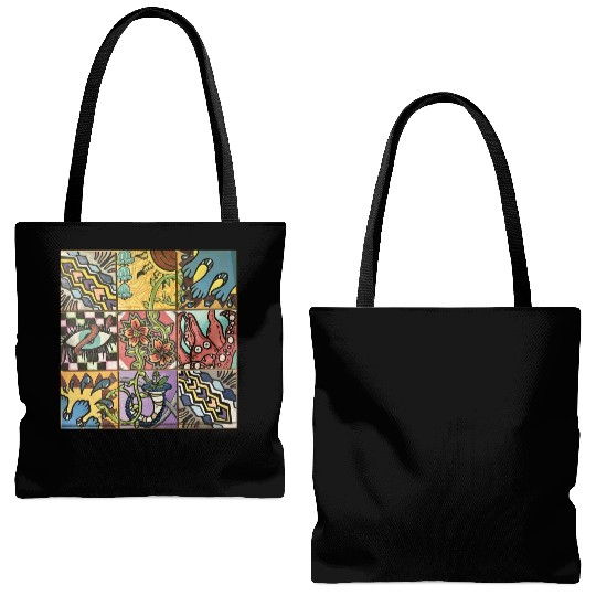 Hand painted wooden squares art by KateToxin Tote Bags (AOP)