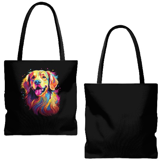 Watercolor Colorful Golden Retriever Tote Bags (AOP)