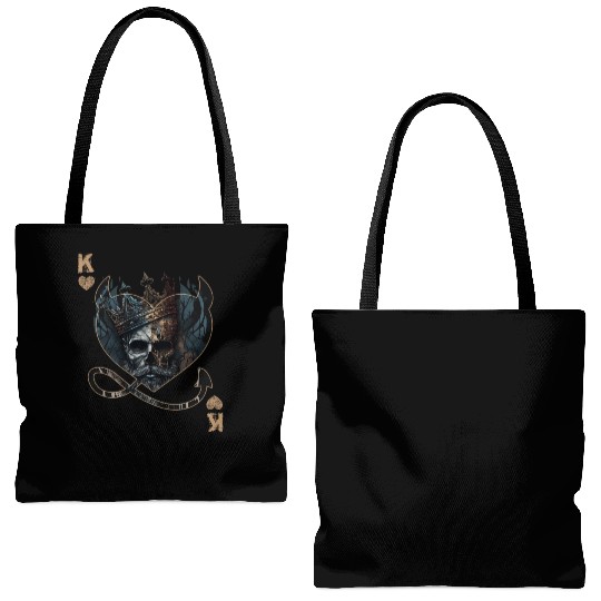 Heart King Playing Card Halloween Gothic Fan Tote Bags (AOP)