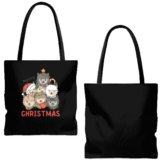Alpaca Christmas Tree Merry Christmas Tote Bags (AOP)