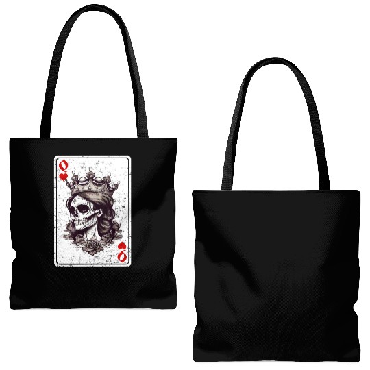 Queen of Hearts Card Game Horror Heart Queen Tote Bags (AOP)