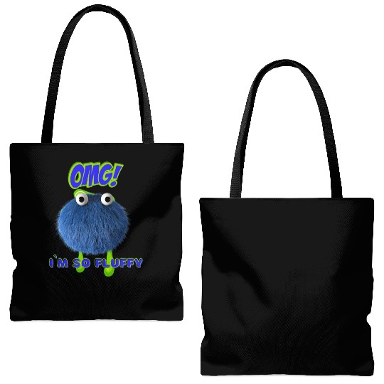 OMG Im So Fluffy, Cute Furry monster. Tote Bags (AOP)