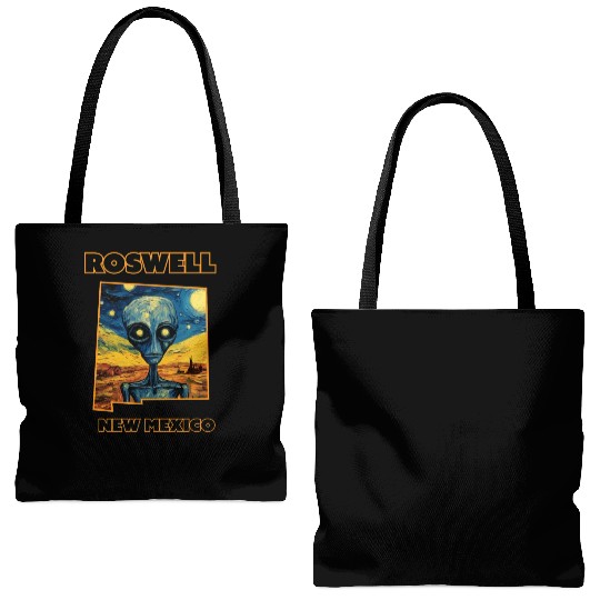 Roswell New Mexico - Alien Tote Bags (AOP)