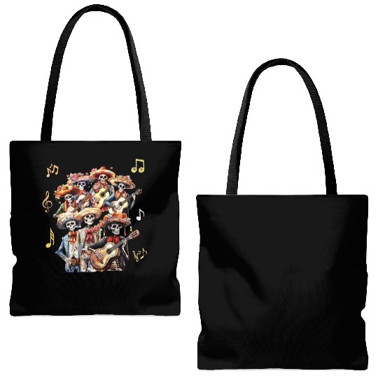 Day of the Dead Skeleton Band Tote Bags (AOP)
