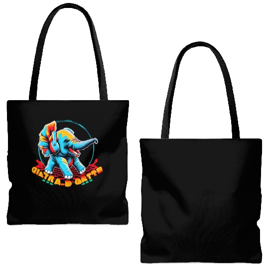 Colorful elephant face Tote Bags (AOP)