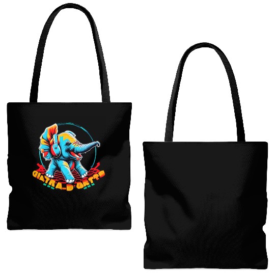 Colorful elephant face Tote Bags (AOP)