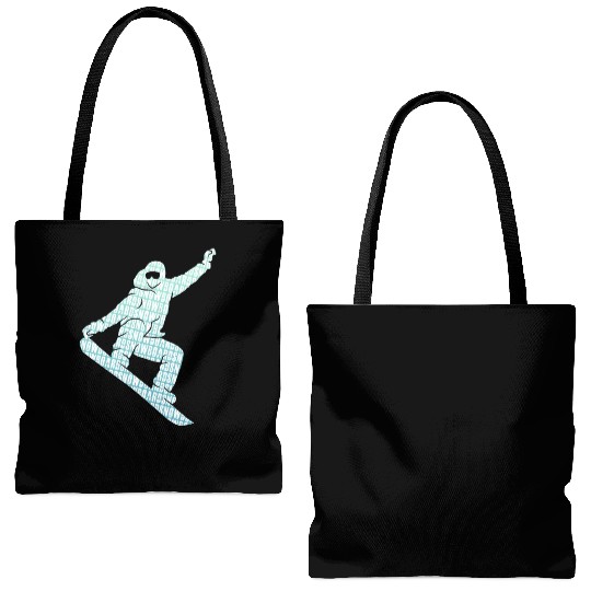 Snowboarder on Snowboard Freestyle Snowboarding Tote Bags (AOP)