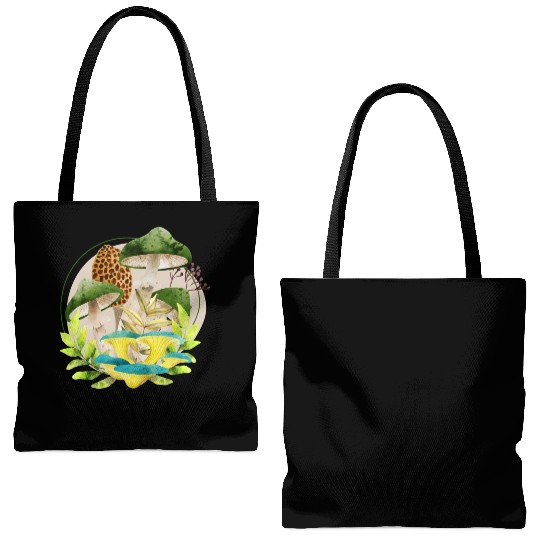 Green and Brown Mushrooms Tote Bags (AOP)