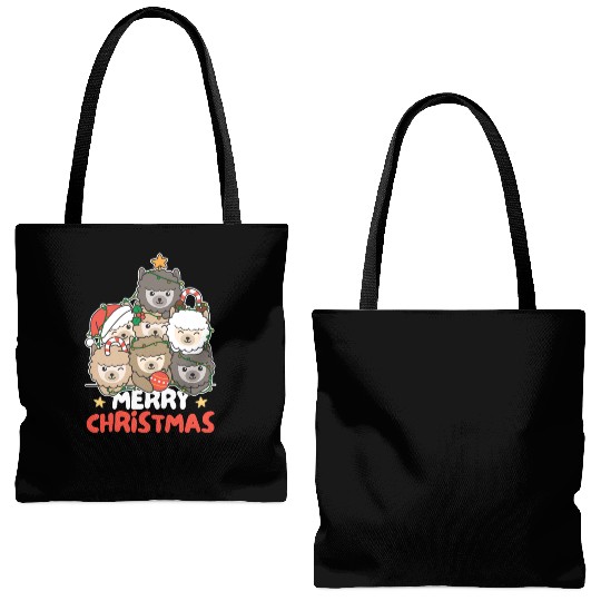 Alpaca Christmas Tree Merry Christmas Tote Bags (AOP)