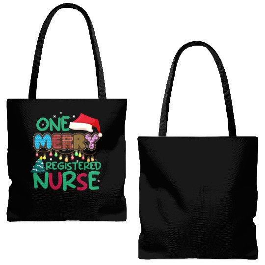 One Merry Registered Nurse Christmas Tote Bags (AOP)