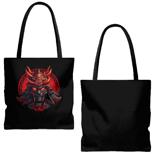 Samurai Mask Tote Bags (AOP)