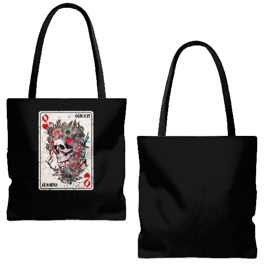 Queen of Hearts Card Game Horror Heart Queen Tote Bags (AOP)