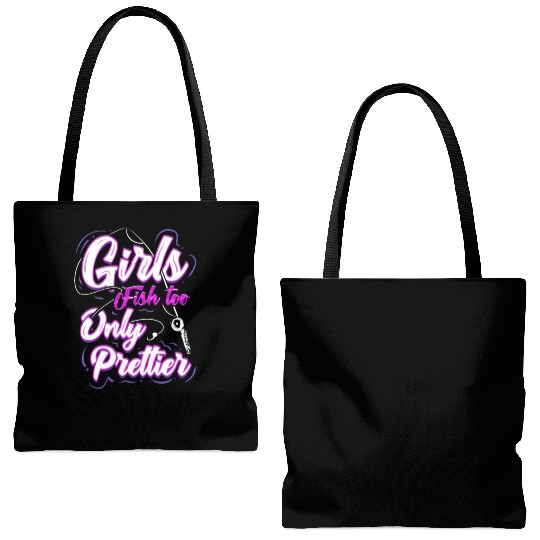 Girls Fishing Gift for Angler and Ladies Fisher Tote Bags (AOP)