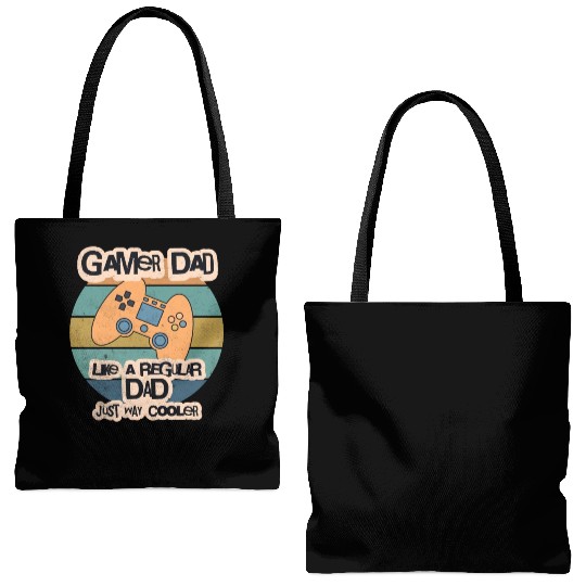 Cool Retro Gamer Dad Tote Bags (AOP)