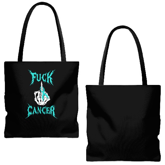Fuck Cancer Warrior Teal Ribbon Ovarian Cancer Tote Bags (AOP)