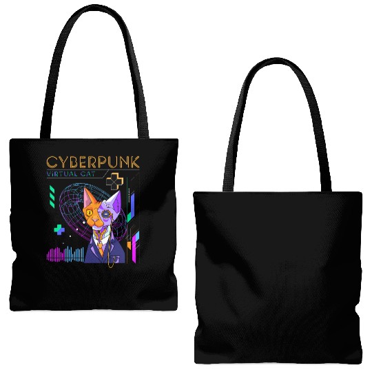 Cyborg Retro Gamer Scifi Tote Bags (AOP)