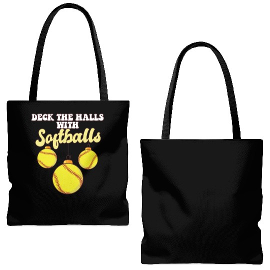 Softball Player Catcher Christmas Balls Deck The Tote Bags (AOP)