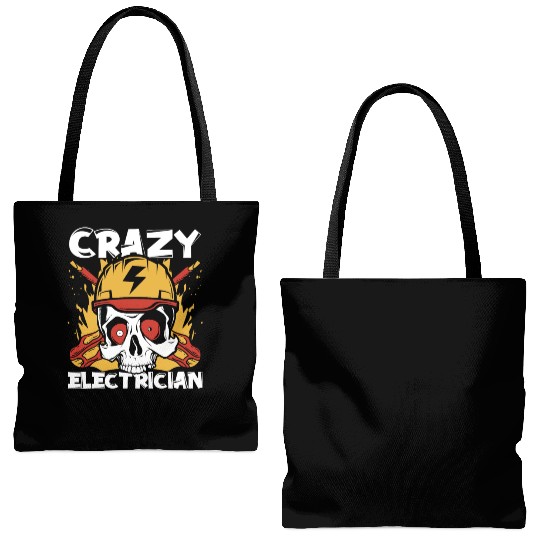 Crazy Electrician Powerline Technician Wiremen Tote Bags (AOP)