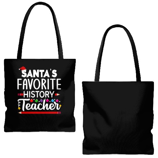 Santa s favorite History Teacher School Christmas Tote Bags (AOP)