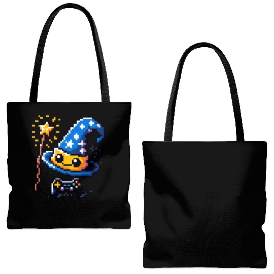 Gamer Wizard 8-Bit Hat with Controller Wand Tote Bags (AOP)