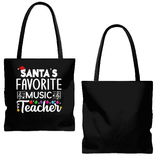 Santa s favorite Music Teacher School Christmas Tote Bags (AOP)