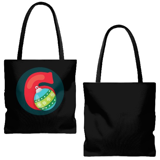 Number 6 Christmas Balls Age Six Tote Bags (AOP)