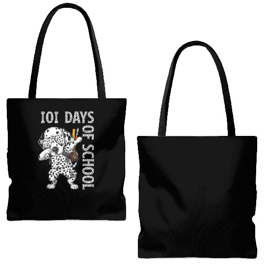 Dabbing 101 Days School Dalmatian Student Teacher Tote Bags (AOP)