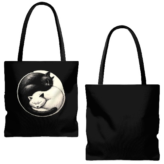 Yin and yang cats sleeping Tote Bags (AOP)