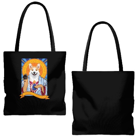 Saint Pembroke Welsh Corgi Tote Bags (AOP)