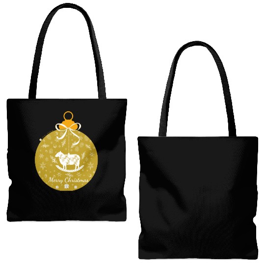 Golden Lamb Christmas Ornament Tote Bags (AOP)