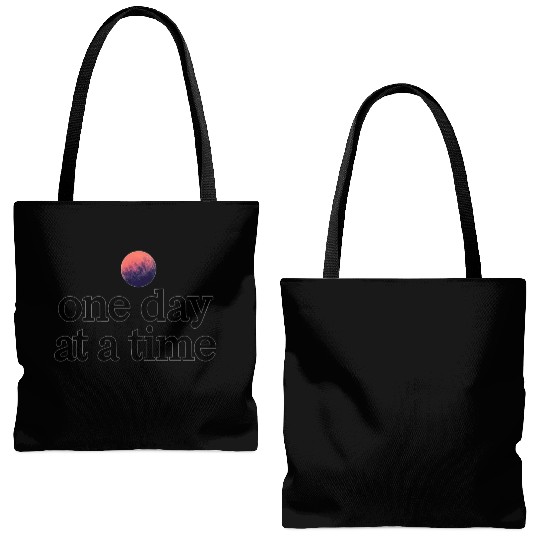 One Day At A Time Tote Bags (AOP)