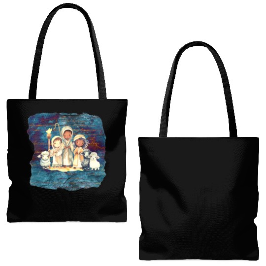 Christmas Nativity Scene Shepherds and Sheep Tote Bags (AOP)
