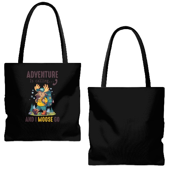 Adventure Is Calling Youth Cute Moose Tote Bags (AOP)